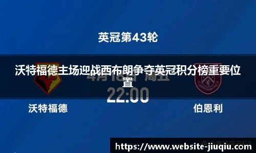 沃特福德主场迎战西布朗争夺英冠积分榜重要位置